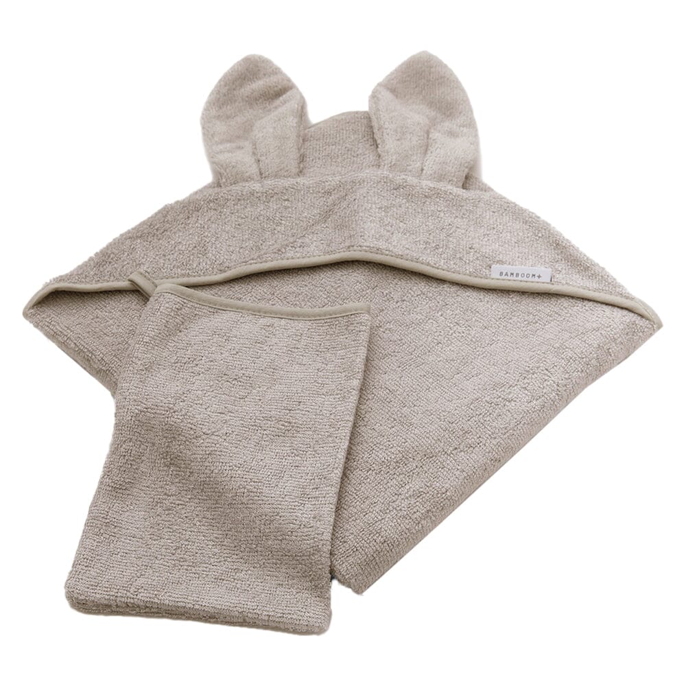Set Asciugamano Neonato in Spugna di Bambù Organico con Guanto - Terry Accappatoio Bimbo Bamboom Cammello
