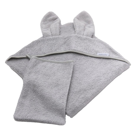 Set Asciugamano Neonato in Spugna di Bambù Organico con Guanto - Terry Accappatoio Bimbo Bamboom Grigio