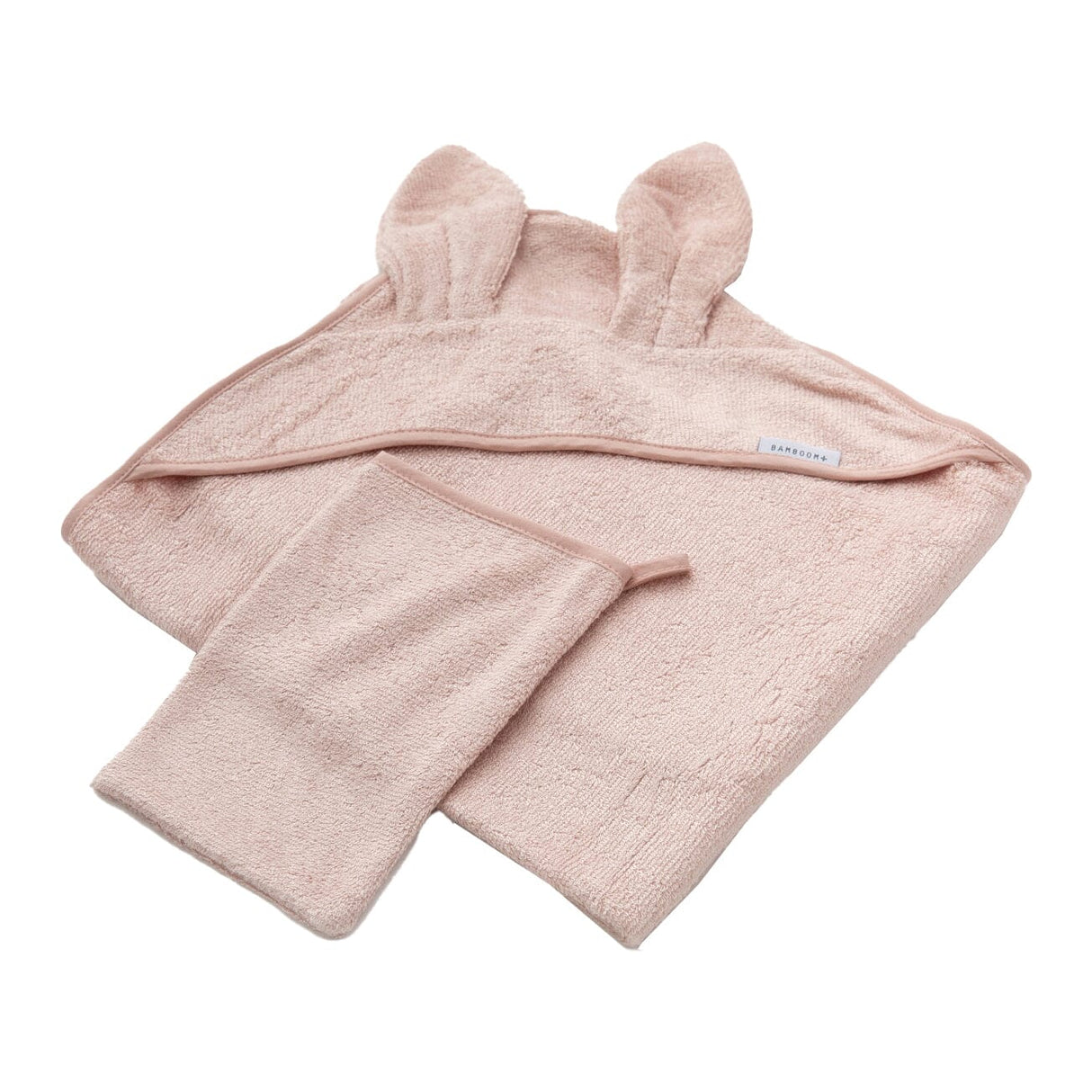Set Asciugamano Neonato in Spugna di Bambù Organico con Guanto - Terry Accappatoio Bimbo Bamboom Rosa