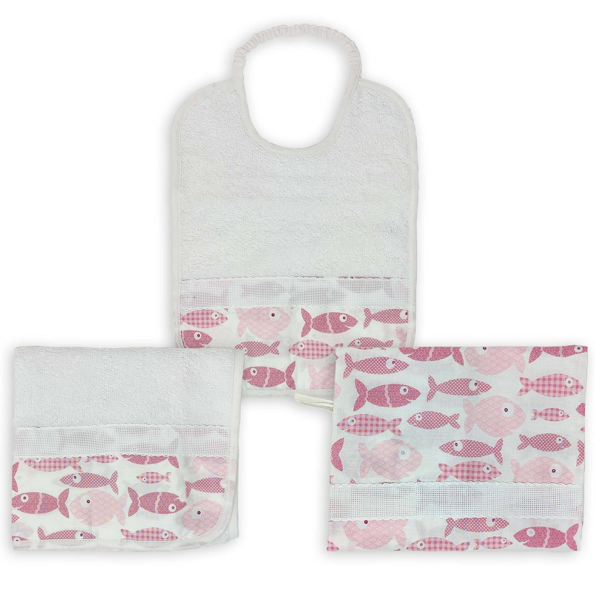 Set Asilo in Spugna di Cotone - Happy Fish Set Asilo Lisola Baby Rosa