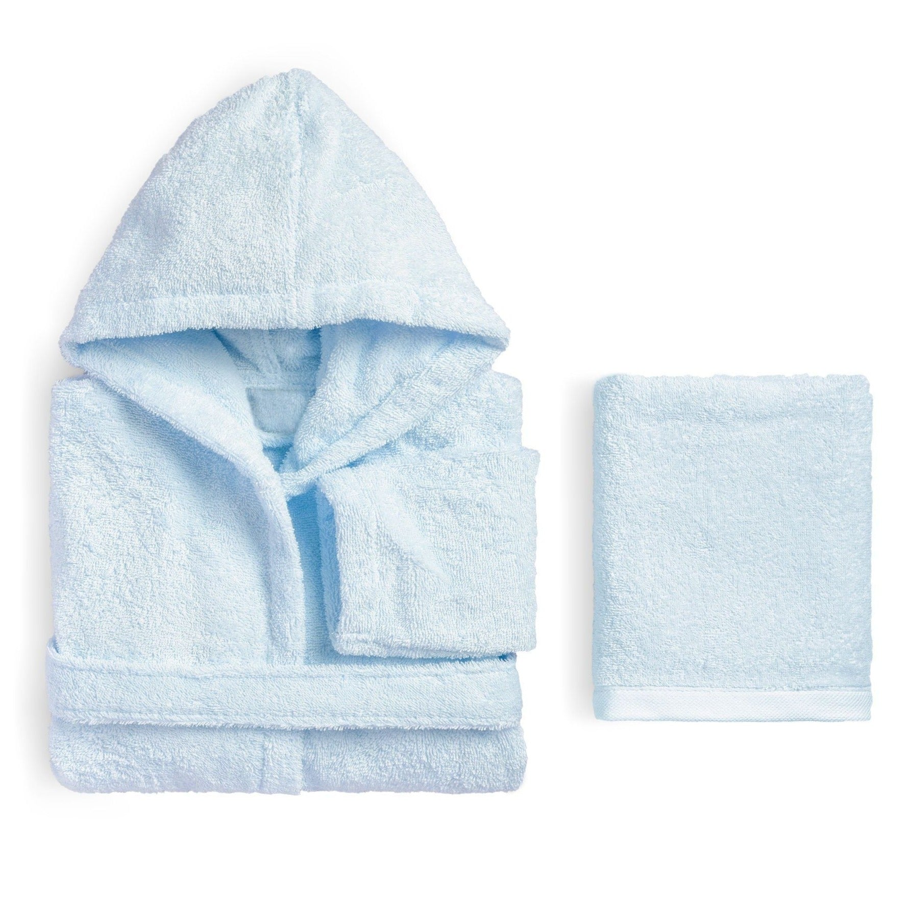 Set Bagno per Bambino in Spugna di Cotone - Perla Accappatoio Lisola 1/2 Anni Azzurro