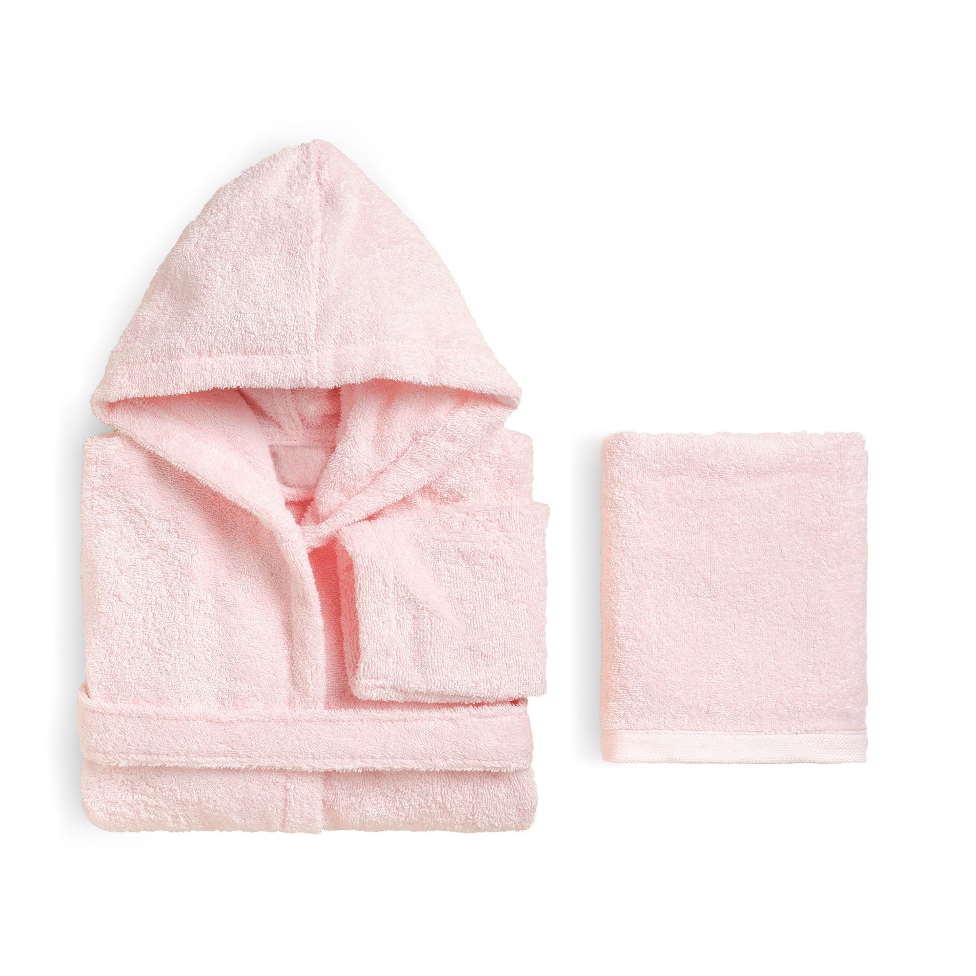 Set Bagno per Bambino in Spugna di Cotone - Perla Accappatoio Lisola 1/2 Anni Rosa