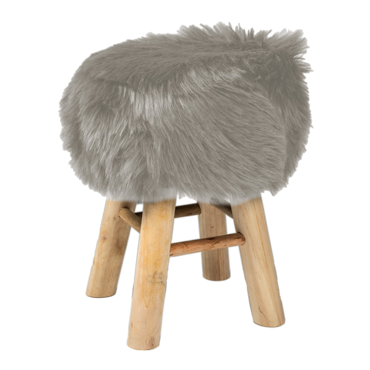 Sgabello Rotondo in Pelliccia Sintetica - Eskimo Sgabello Daunex 40 CM Antracite