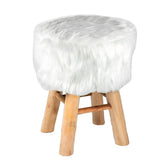 Sgabello Rotondo in Pelliccia Sintetica - Eskimo Sgabello Daunex 40 CM Bianco