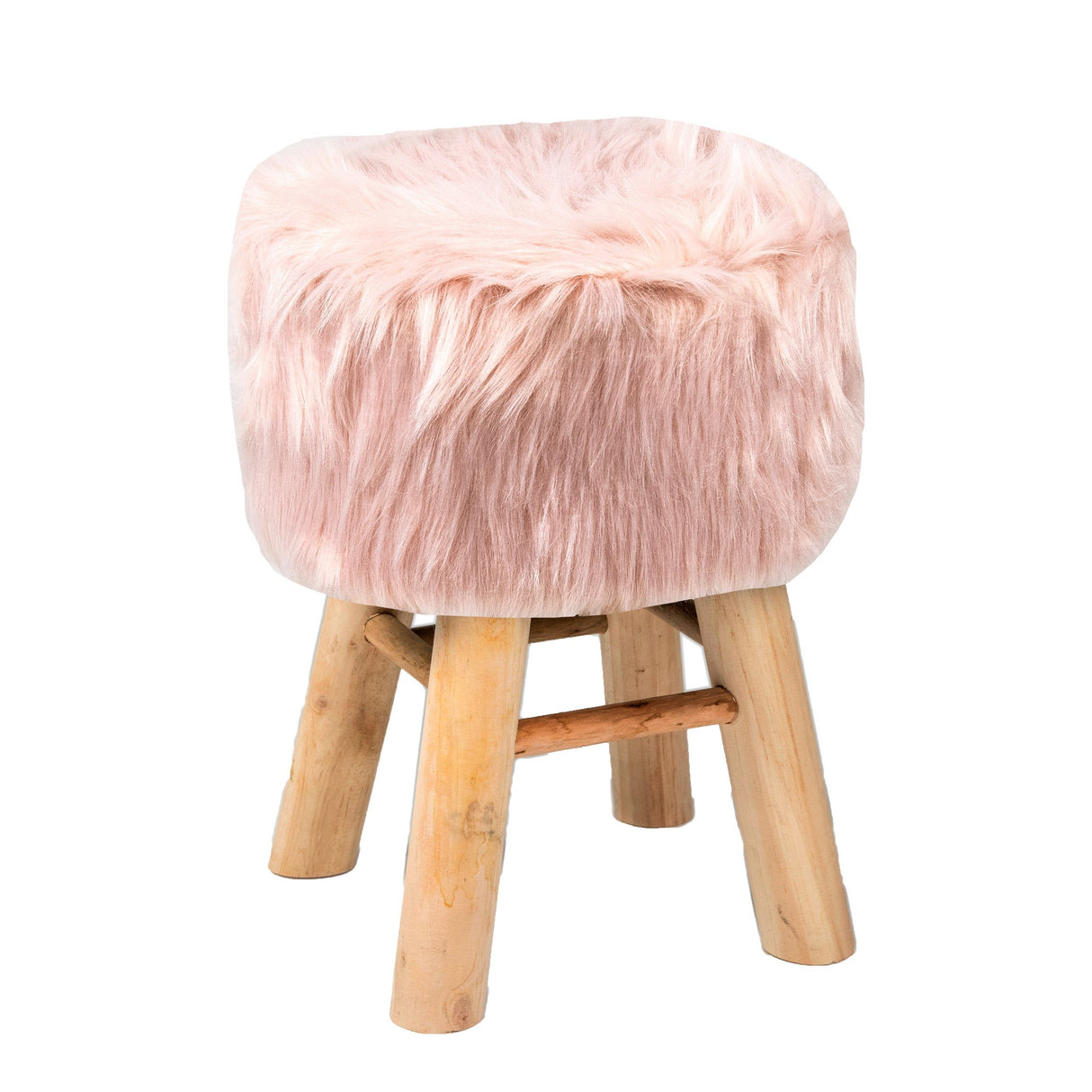 Sgabello Rotondo in Pelliccia Sintetica - Eskimo Sgabello Daunex 40 CM Cipria