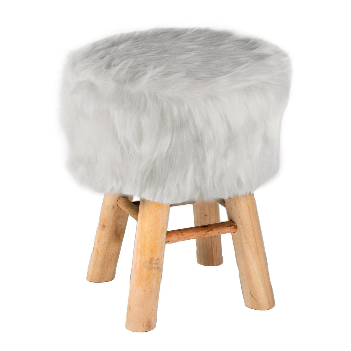 Sgabello Rotondo in Pelliccia Sintetica - Eskimo Sgabello Daunex 40 CM Grigio Perla