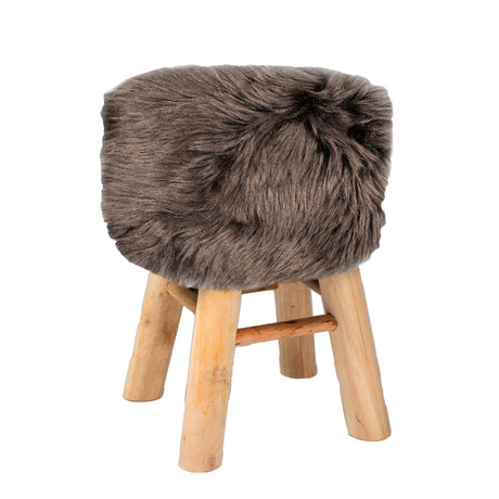 Sgabello Rotondo in Pelliccia Sintetica - Eskimo Sgabello Daunex 40 CM Marrone