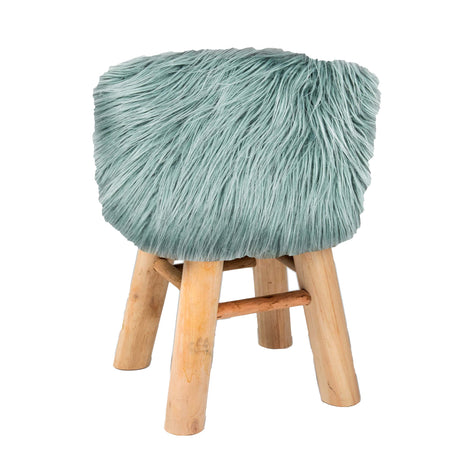 Sgabello Rotondo in Pelliccia Sintetica - Eskimo Sgabello Daunex 40 CM Verde Acqua