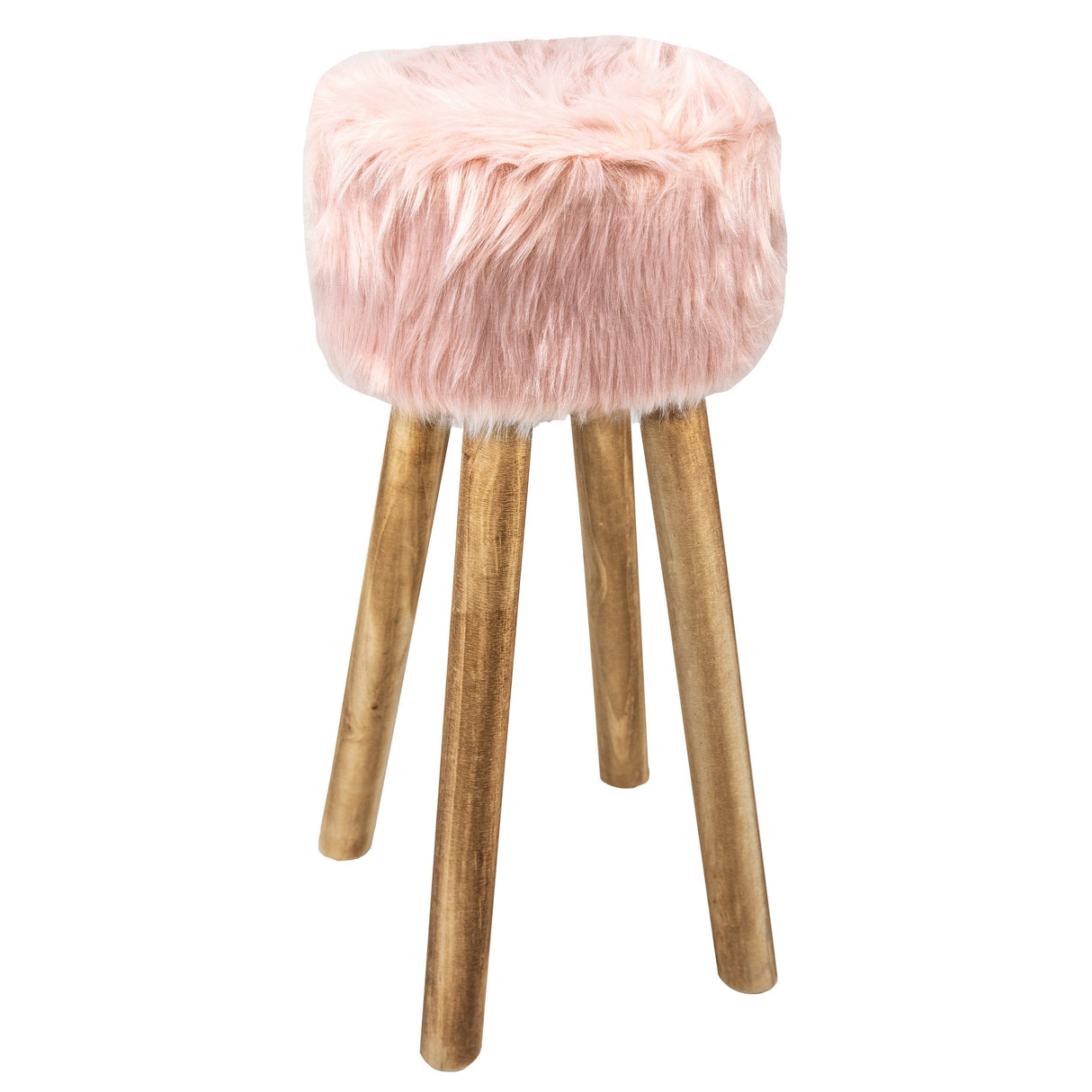 Sgabello Rotondo in Pelliccia Sintetica - Eskimo Sgabello Daunex 70 CM Cipria