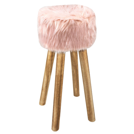 Sgabello Rotondo in Pelliccia Sintetica - Eskimo Sgabello Daunex 70 CM Cipria