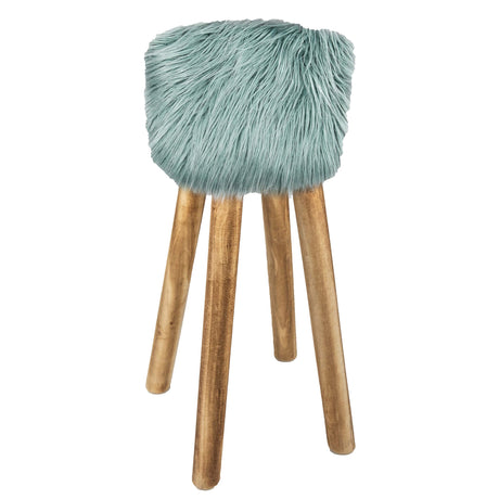 Sgabello Rotondo in Pelliccia Sintetica - Eskimo Sgabello Daunex 70 CM Verde Acqua