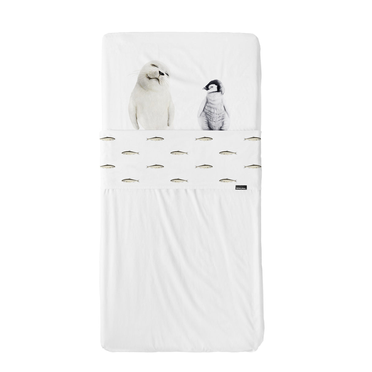 Snurk Completo Letto per Bimbi in Percalle di Cotone - Arctic Friends Lenzuola Bimbi Snurk 120x150 cm + 60x120 cm (Culla)