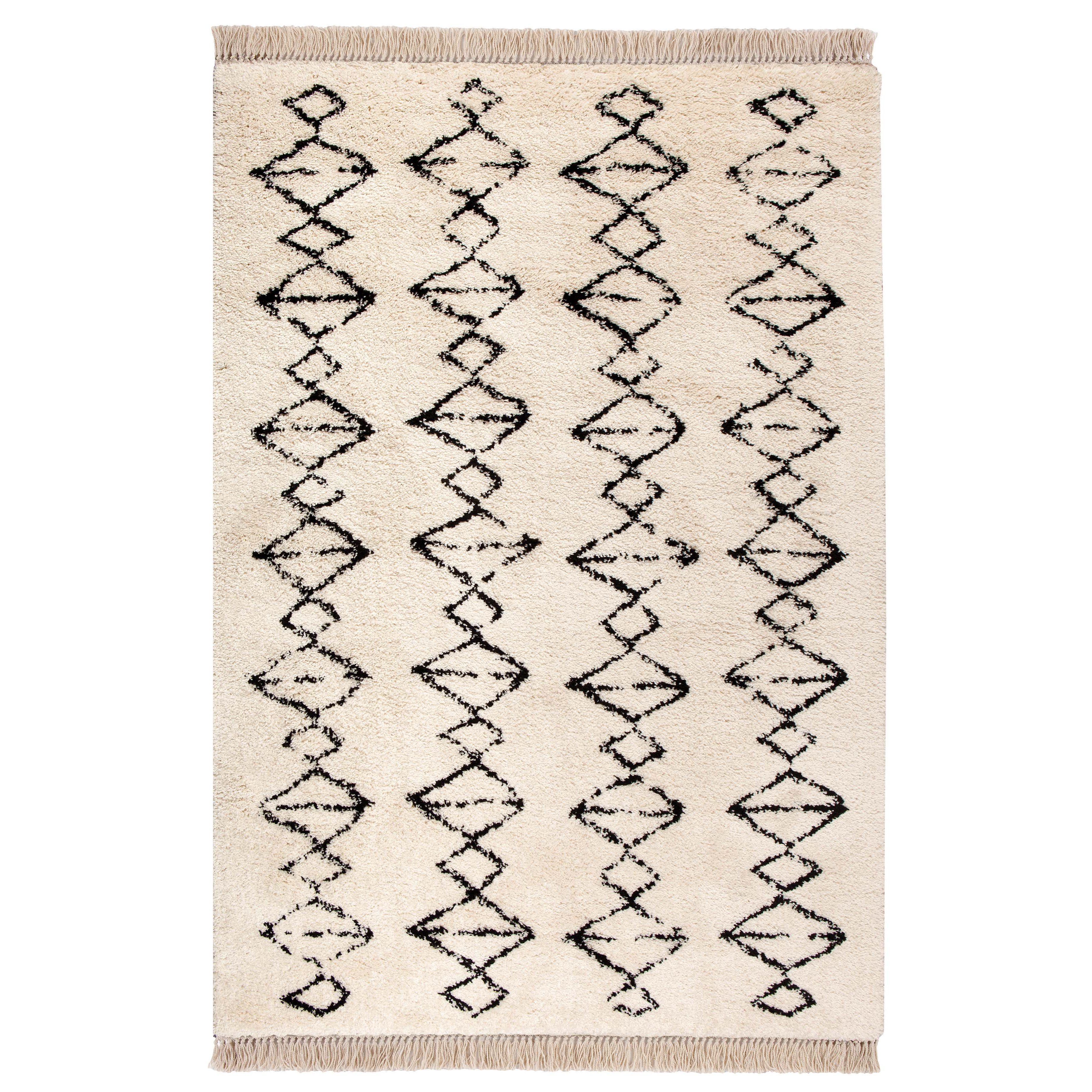 Tappeto Arredo con Frange Motivo Rombi - Zagora Tappeto Vivaraise 160x230 Panna