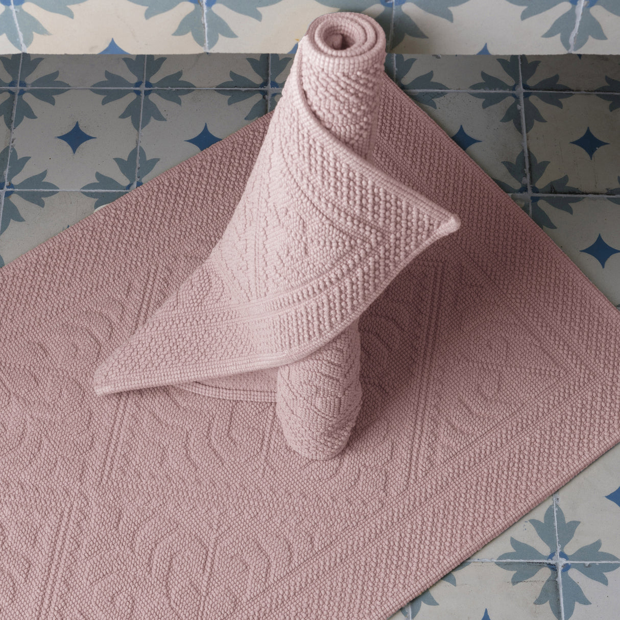 Tappeto in Cotone Stonewashed Jacquard - Enzo Tappeto Vivaraise 54x64 Cipria