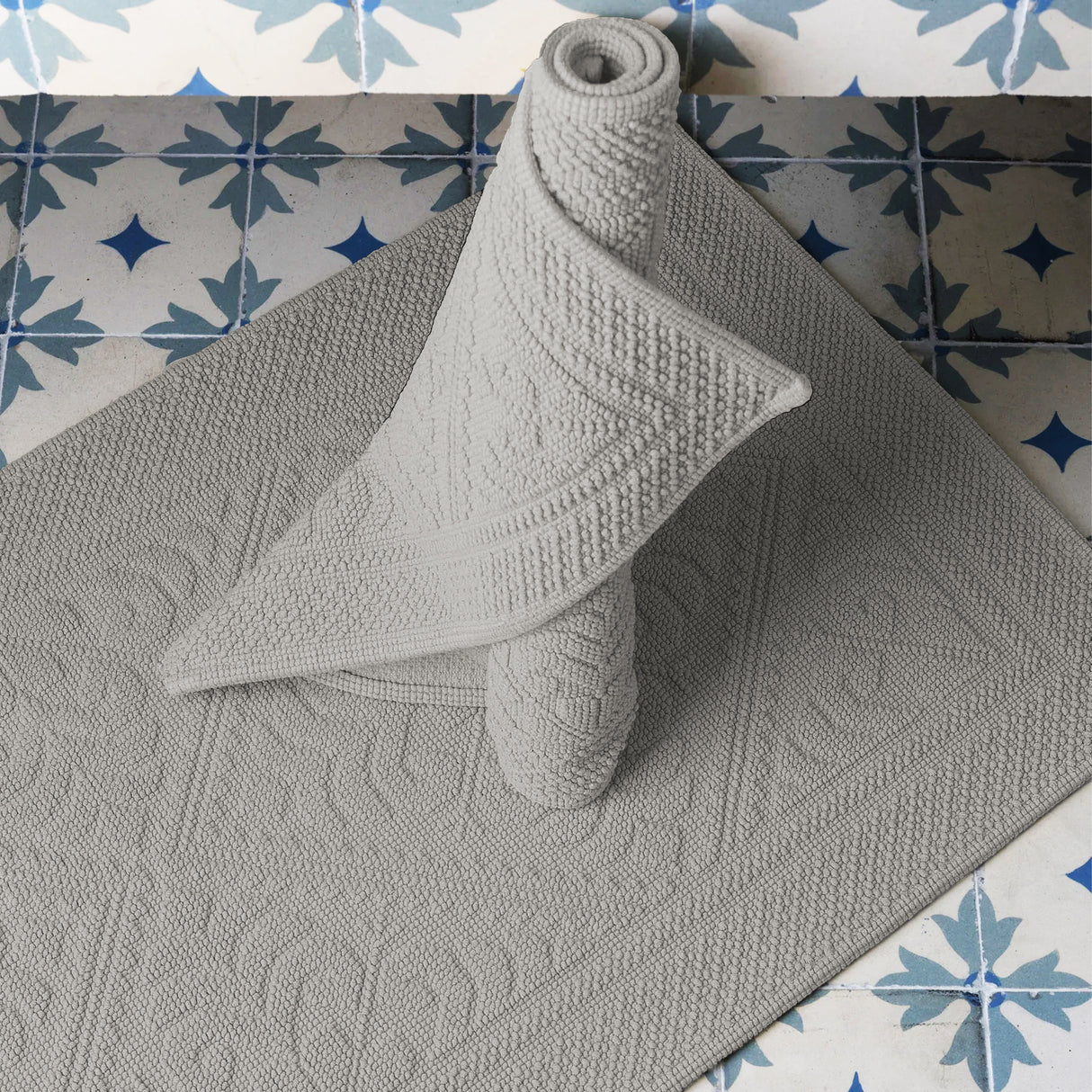 Tappeto in Cotone Stonewashed Jacquard - Enzo Tappeto Vivaraise 54x64 Grigio