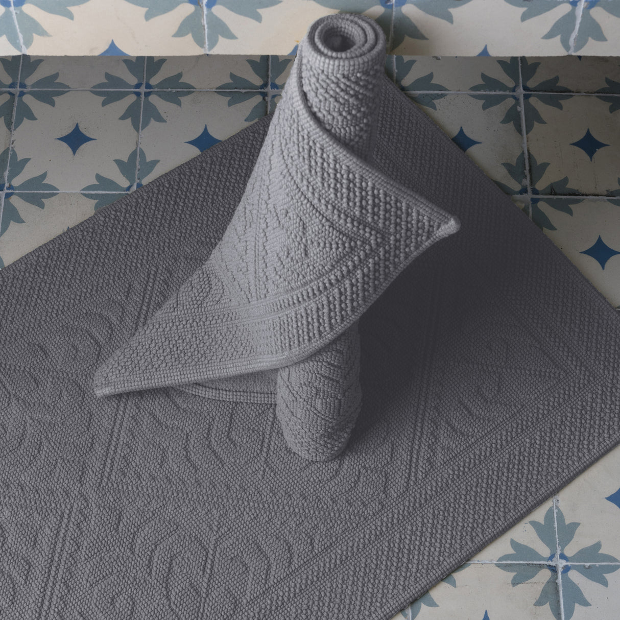 Tappeto in Cotone Stonewashed Jacquard - Enzo Tappeto Vivaraise 54x64 Nero