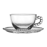 Tazza da Thè con Piattino in Vetro con Perle - Perloa 