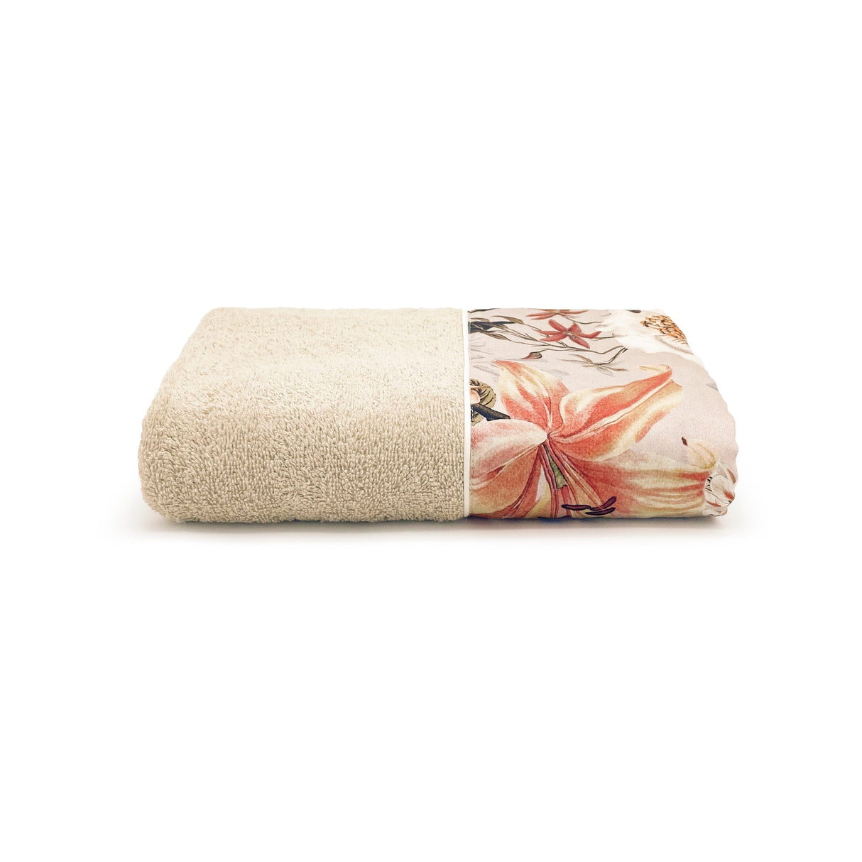 Telo Bagno in Spugna di Cotone con Balza Fantasia Floreale - Dafne Coppia di spugna Lisola Creta
