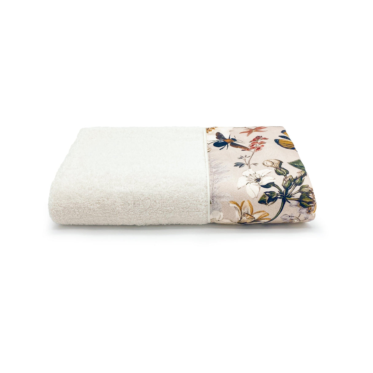 Telo Bagno in Spugna di Cotone con Balza Fantasia Floreale - Dafne Coppia di spugna Lisola Panna