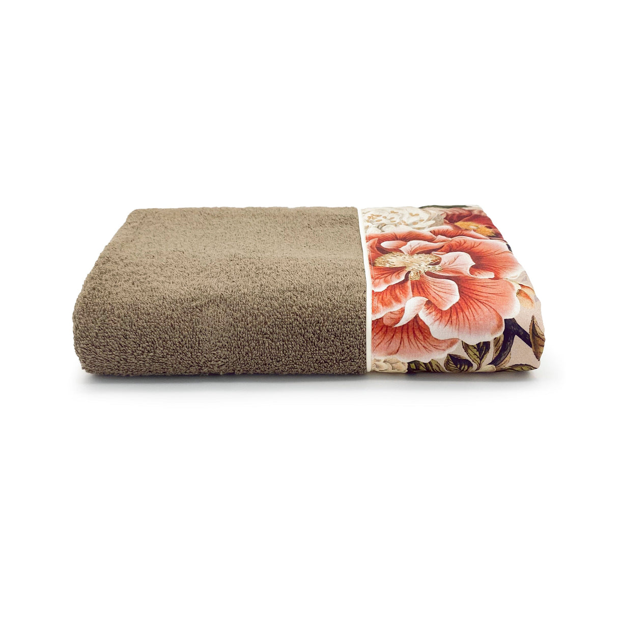 Telo Bagno in Spugna di Cotone con Balza Fantasia Floreale - Dafne Coppia di spugna Lisola Tortora