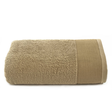 Telo da bagno in Spugna con Balza in Lino StoneWashed - Loira Telo spugna Lisola Giallo (Bronzo)