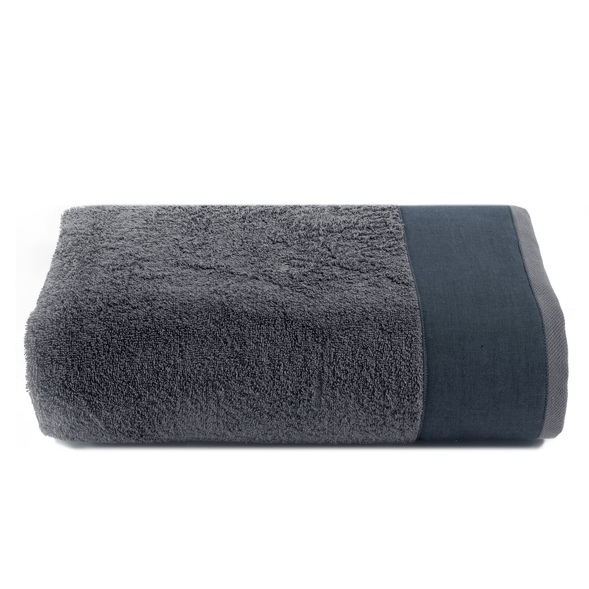 Telo da bagno in Spugna con Balza in Lino StoneWashed - Loira Telo spugna Lisola Grigio Scuro (Grisaglia)