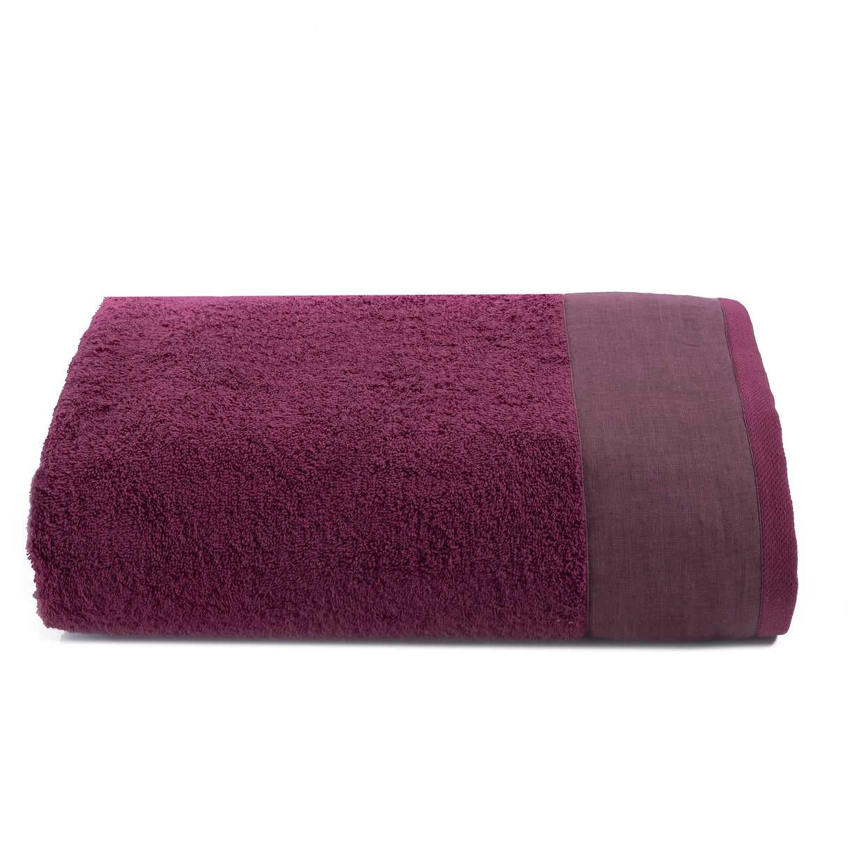 Telo da bagno in Spugna con Balza in Lino StoneWashed - Loira Telo spugna Lisola Rosso (Valenza)