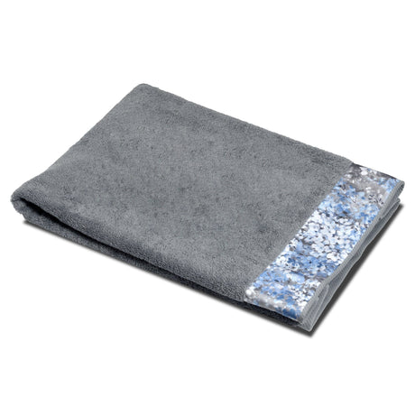 Telo da Bagno in Spugna con balza in Raso - Glicine Telo Spugna Dea Blu Cenere