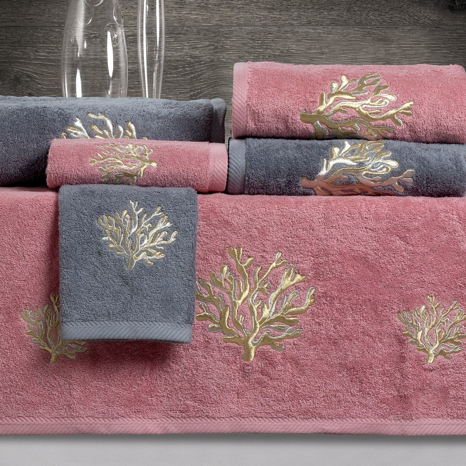 Telo da Bagno in Spugna di Cotone con Applicazione - Coralli Telo spugna Dea