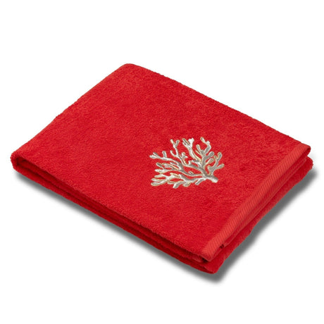 Telo da Bagno in Spugna di Cotone con Applicazione - Coralli Telo spugna Dea Rosso