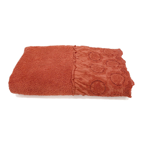 Telo da Bagno in Spugna di Cotone con Pizzo - Betty Telo spugna Creole Home Corallo