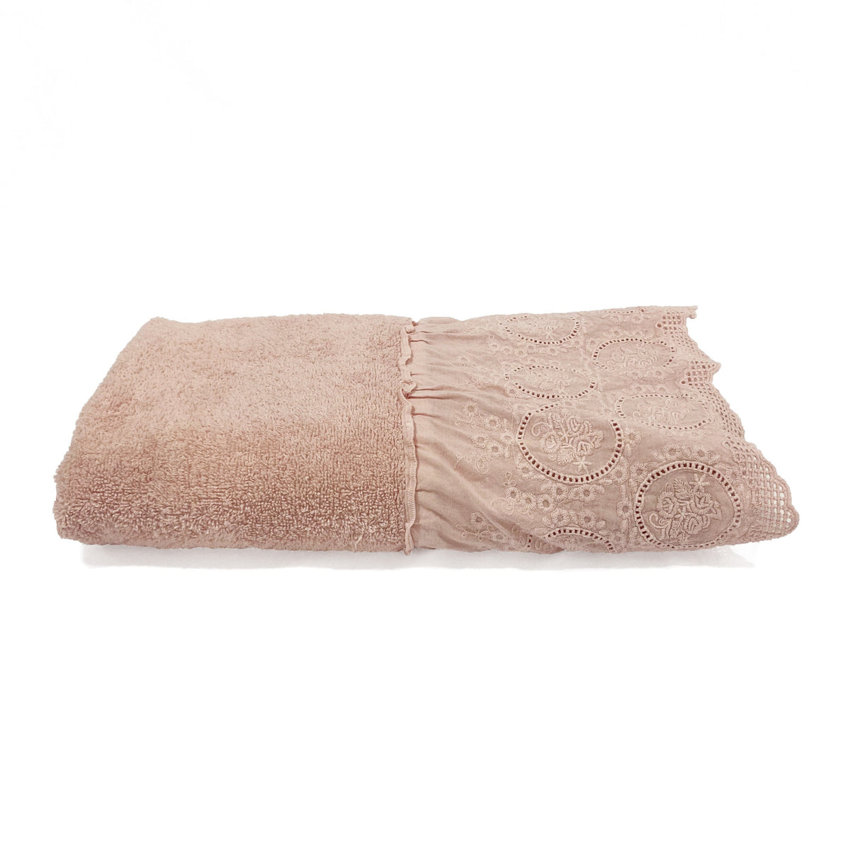 Telo da Bagno in Spugna di Cotone con Pizzo - Betty Telo spugna Creole Home Malva