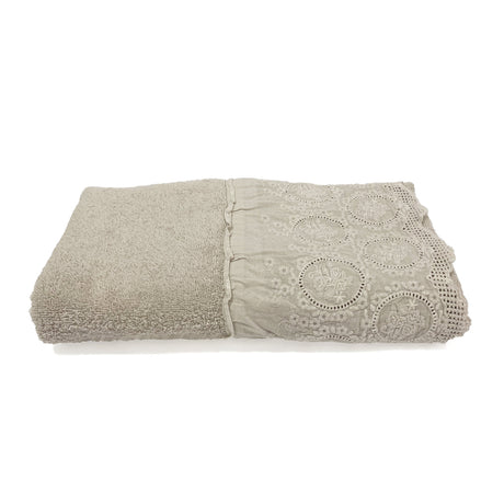 Telo da Bagno in Spugna di Cotone con Pizzo - Betty Telo spugna Creole Home Ostrica