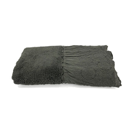 Telo da Bagno in Spugna di Cotone con Pizzo - Betty Telo spugna Creole Home Piombo