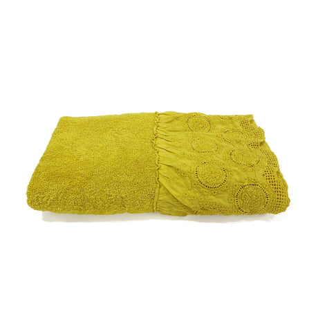 Telo da Bagno in Spugna di Cotone con Pizzo - Betty Telo spugna Creole Home Senape