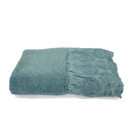 Telo da Bagno in Spugna di Cotone con Pizzo - Betty Telo spugna Creole Home Turchese
