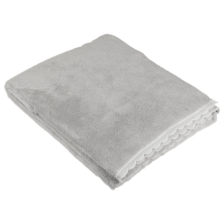 Telo Da Bagno in Spugna di Cotone e Macramè Smerlato - Castello Telo spugna Fazzini Atelier Grigio Perla/Bianco