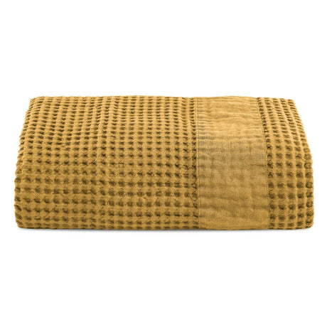 Telo da Bagno Nido d'Ape StoneWashed con Bordo in Lino - Jaspy Telo Spugna Lisola Stone 150x100cm Ambra