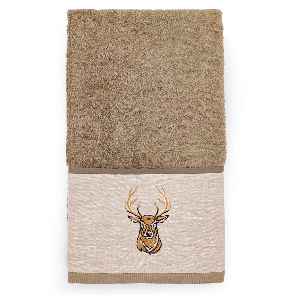 Telo da Bagno Spugna di Cotone con Balza in Lino - Fianna Telo spugna Creole Home Tortora