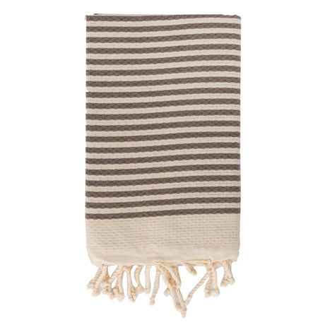 Telo Mare Fouta in Puro Cotone a Righe Larghe - Hammam Telo Mare Tadé Cenere