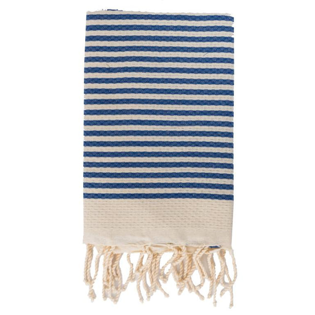 Telo Mare Fouta in Puro Cotone a Righe Larghe - Hammam Telo Mare Tadé Cobalto