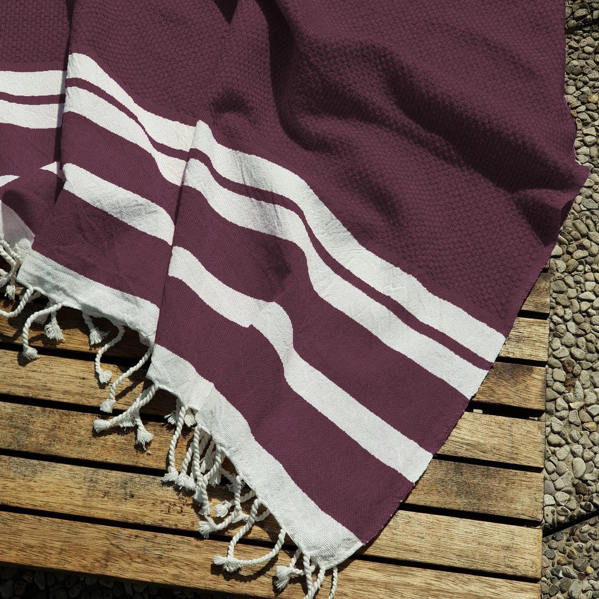 Telo Mare Fouta in Puro Cotone Tinta Unita - NewPort Telo Mare Marinette Saint-Tropez Prugna