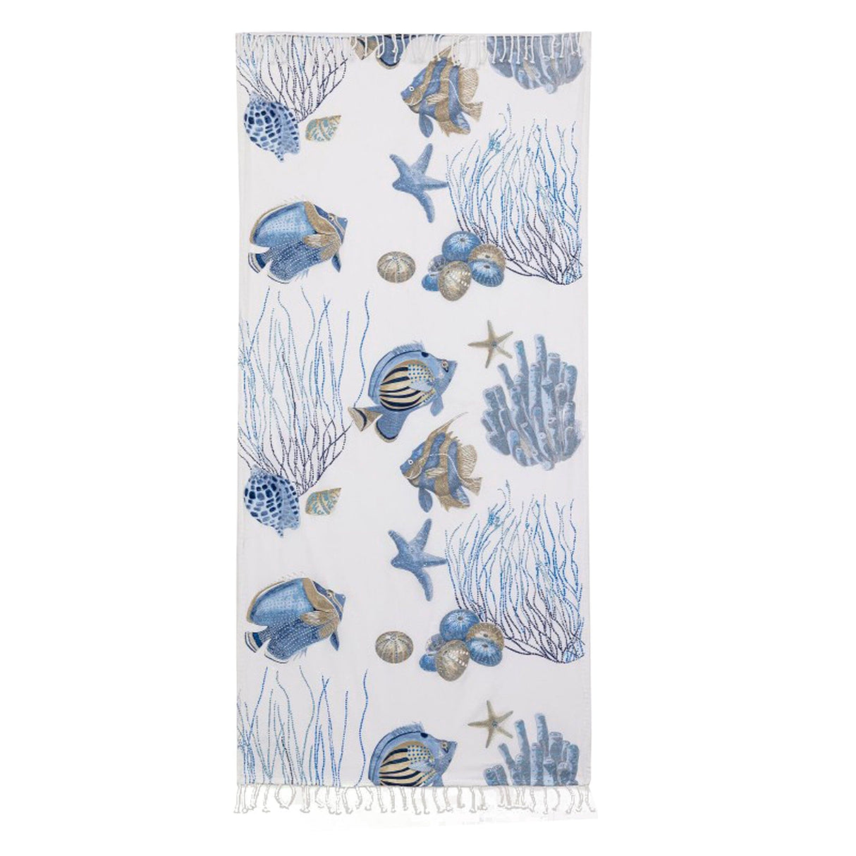 Telo Mare in Fouta di Cotone Fantasia Stampata - Caraibes Telo Mare Marinette Saint-Tropez Tortora