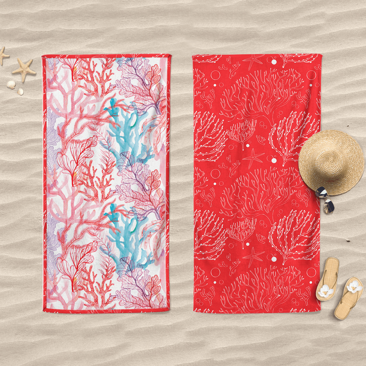 Telo Mare in Microspugna Stampa Doubleface - Coral Bay Telo Mare Daunex