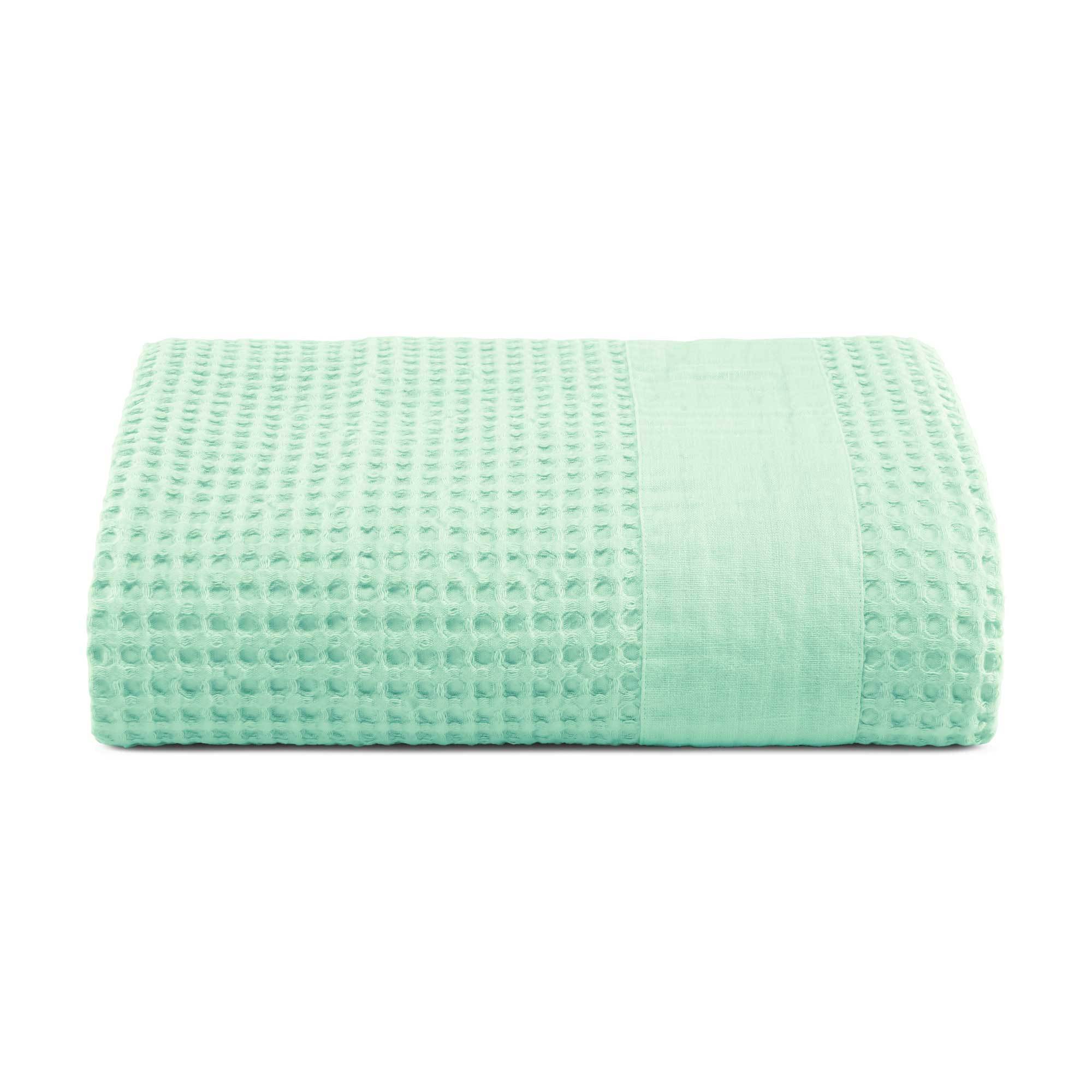 Telo mare XL in Puro Cotone Nido d'ape Stonewashed balza in lino - Palau Telo Mare Lisola Acquamarina