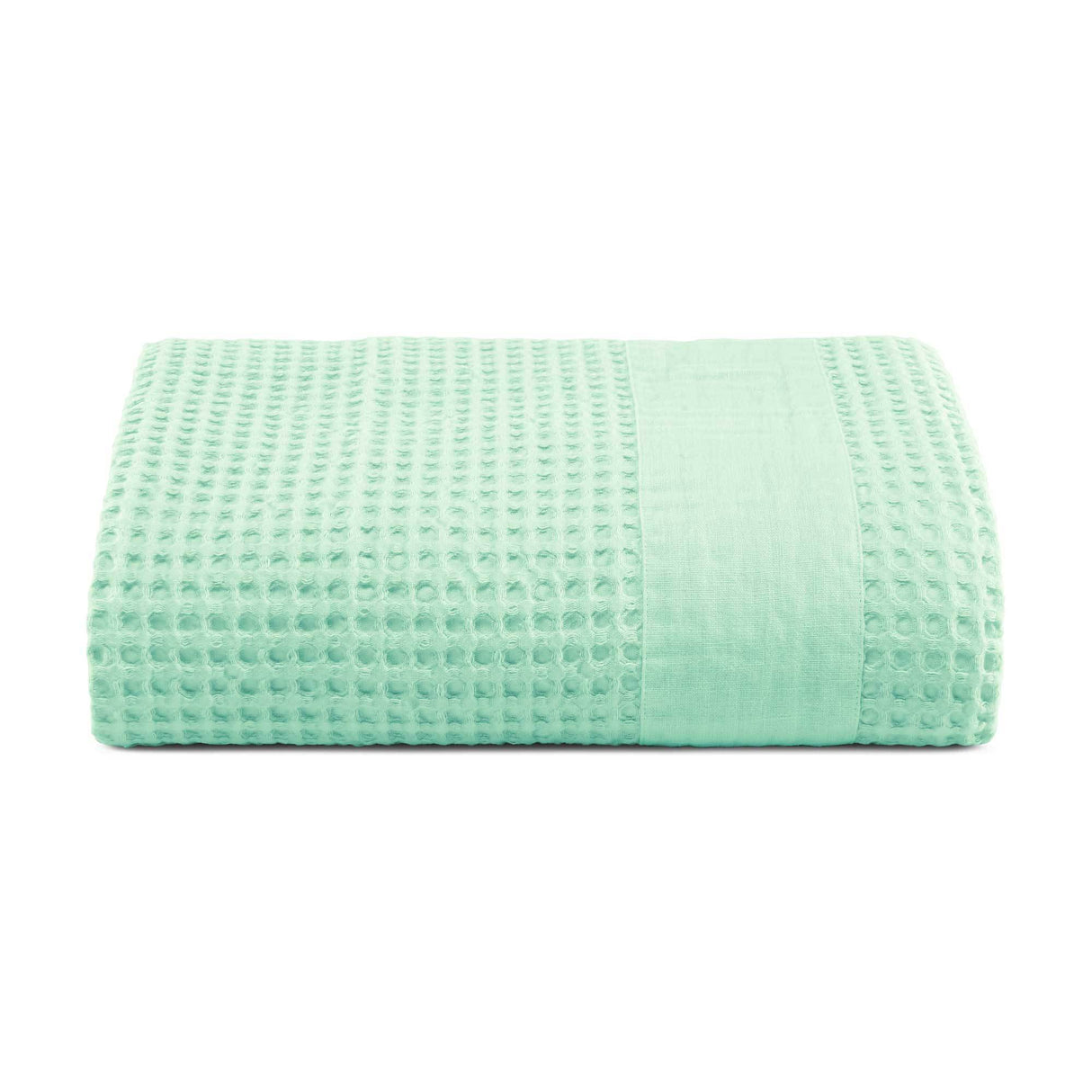 Telo mare XL in Puro Cotone Nido d'ape Stonewashed balza in lino - Palau Telo Mare Lisola Acquamarina