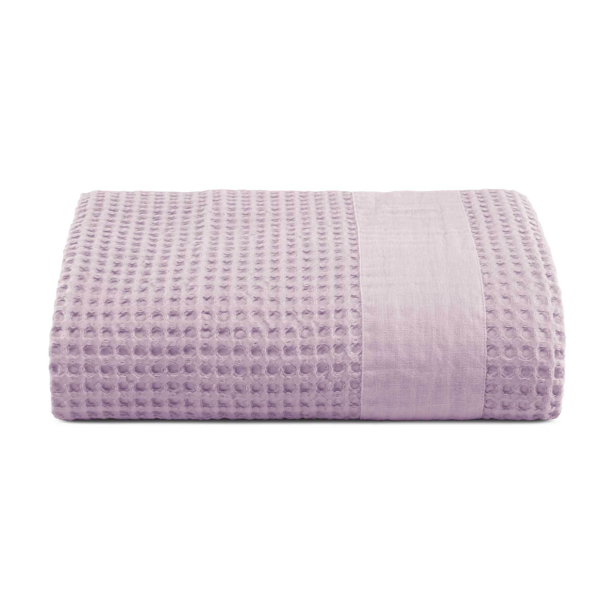 Telo mare XL in Puro Cotone Nido d'ape Stonewashed balza in lino - Palau Telo Mare Lisola Glicine