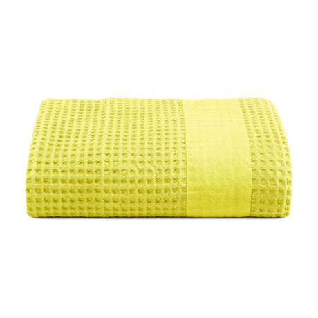 Telo mare XL in Puro Cotone Nido d'ape Stonewashed balza in lino - Palau Telo Mare Lisola Lime