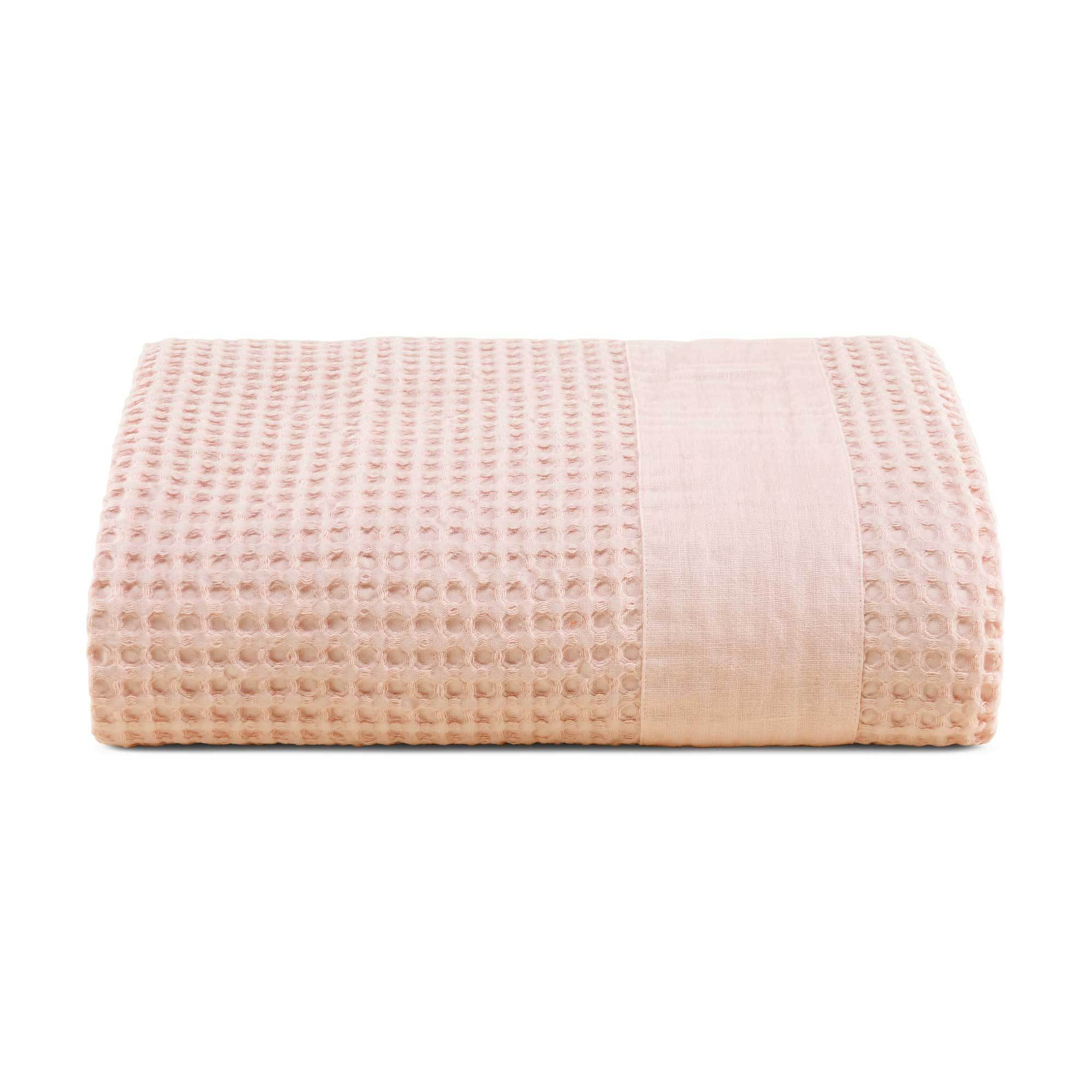 Telo mare XL in Puro Cotone Nido d'ape Stonewashed balza in lino - Palau Telo Mare Lisola Rosa Chiaro
