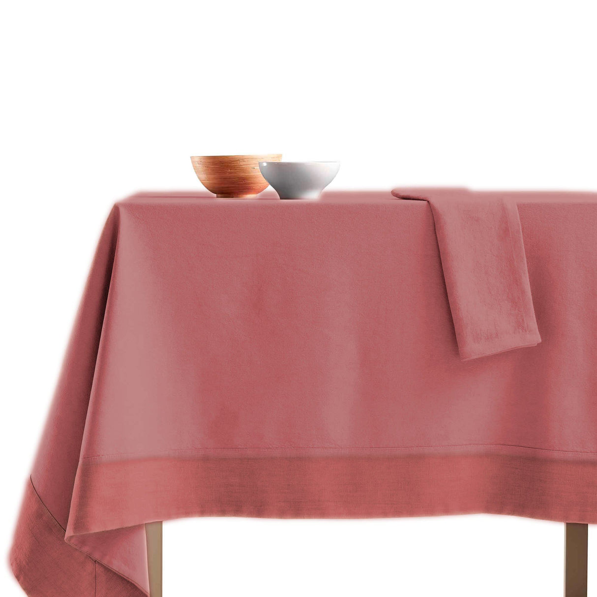 Tovaglia Cotone con Bordo in Lino StoneWashed NO STIRO - Loira Tovaglia Lisola Pepe Rosa 140x180